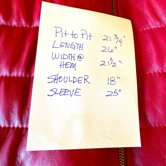 Mens Red Leather Quilted Jacket - Picture 6 of 7